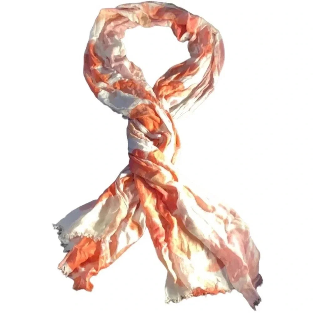 Orange tones watercolor scarf